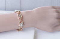 ROSE GOLD BRACELET, Jewelry For Bride, Opal Wedding Bracelet, Ab Crystal Bracelet, Bridesmaid Gift, Bridal Bracelet, Heart Shaped Bracelet