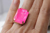 PINK FUCHSIA RING, Statement Pink Stone Ring, Hot Pink Ring, Large Unique Ring, Big Stone Cocktail Ring, Neon Ring, Dark Pink Chunky Ring