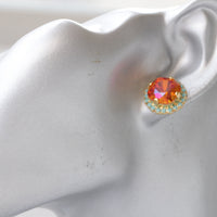ORANGE PINK EARRINGS, Astral Pink Earrings, Orange Turquoise Earrings, Bridal Shower Earrings, Bridesmaid Earrings Gift, Small Stud Earrings