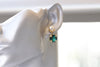 EMERALD PEARL EARRINGS ,Emerald Bridal Stud Earrings, Dark Green Minimalist Earrings,Wedding Small Earrings, Elegant Wedding Jewelry Gift