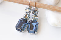 NAVY BLUE EARRINGS ,Montana Blue Bridal Drop Earrings, Dark Blue Chandelier Earrings,Wedding Long Dangle Earrings, Mother of the Groom Gift