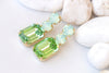 PERIDOT MINT EARRINGS ,Green Bridal Long Earrings, Bridesmaids Earrings, Gift For her, Geometric earrings, Light Green Crystal Earrings