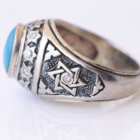 Star Of David ring, mens ring, Statement ring, Religious ring, Turquoise ring, Husband Ring Gift, Silver Sterling 925 ring. Jewish jewelry