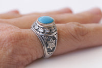 Star Of David ring, mens ring, Statement ring, Religious ring, Turquoise ring, Husband Ring Gift, Silver Sterling 925 ring. Jewish jewelry