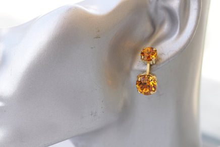 Amber Crystal Earrings, Honey Crystal Drop Earrings, Light Orange Crystal Earrings, Autumn Wedding Earrings, Burnt Orange Small Earrings,