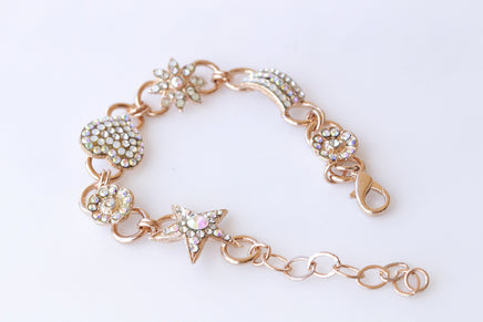 ROSE GOLD BRACELET, Jewelry For Bride, Opal Wedding Bracelet, Ab Crystal Bracelet, Bridesmaid Gift, Bridal Bracelet, Heart Shaped Bracelet