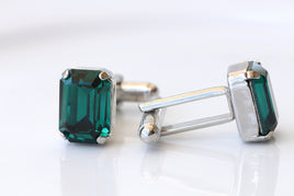 EMERALD CUFFLINKS, Dark Green Cufflinks, Groom Cufflinks, best man cufflinks, Rectangular Suit Gift, Cufflinks,Father Of The Bride Cufflink