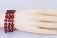 RED BRACELET, Red Garnet Bracelet, Evening Bracelet, Chunky Bracelet, Jewelry For Red Dress, Tennis Statement Bracelet, Formal Bracelet