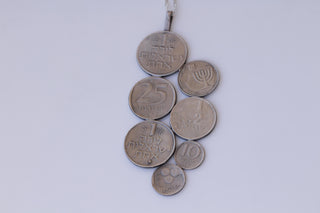 SILVER COIN NECKLACE, Old Israeli Coin, Antique Coin necklace, Jewelry Jewish Gift, Israel Necklace, Statement Disc multi coin necklace