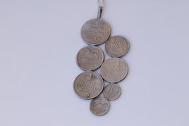 SILVER COIN NECKLACE, Old Israeli Coin, Antique Coin necklace, Jewelry Jewish Gift, Israel Necklace, Statement Disc multi coin necklace