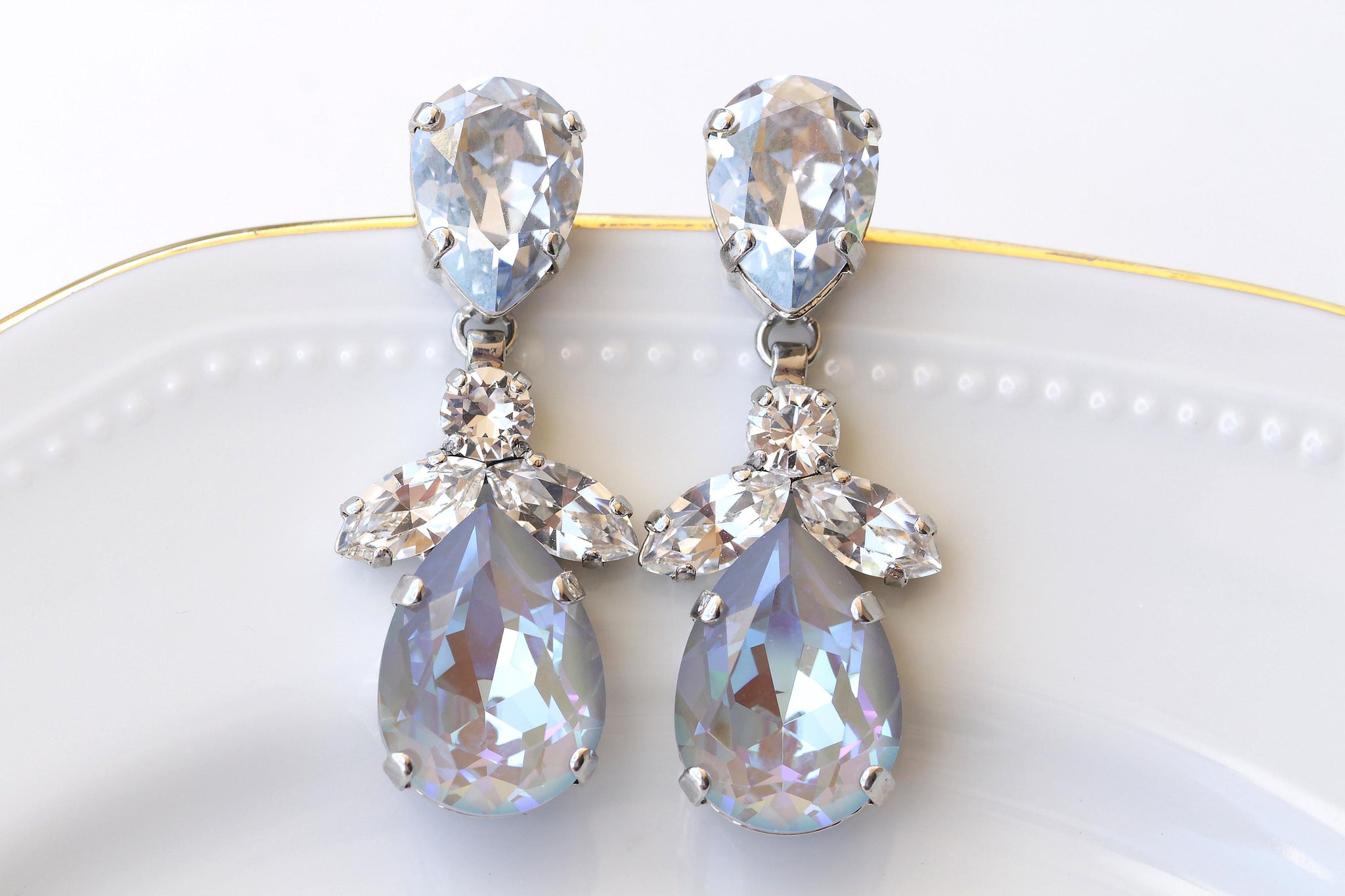 DUSTY BLUE EARRINGS rose gold DUSTY BLUE EARRINGS rose gold