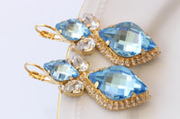 AQUAMARINE DROP EARRINGS, Statement Dangle Earrings, Light Blue Crystal Earrings,Jewelry For Brides, Lemon Shaped Earrings, Formal Jewelry