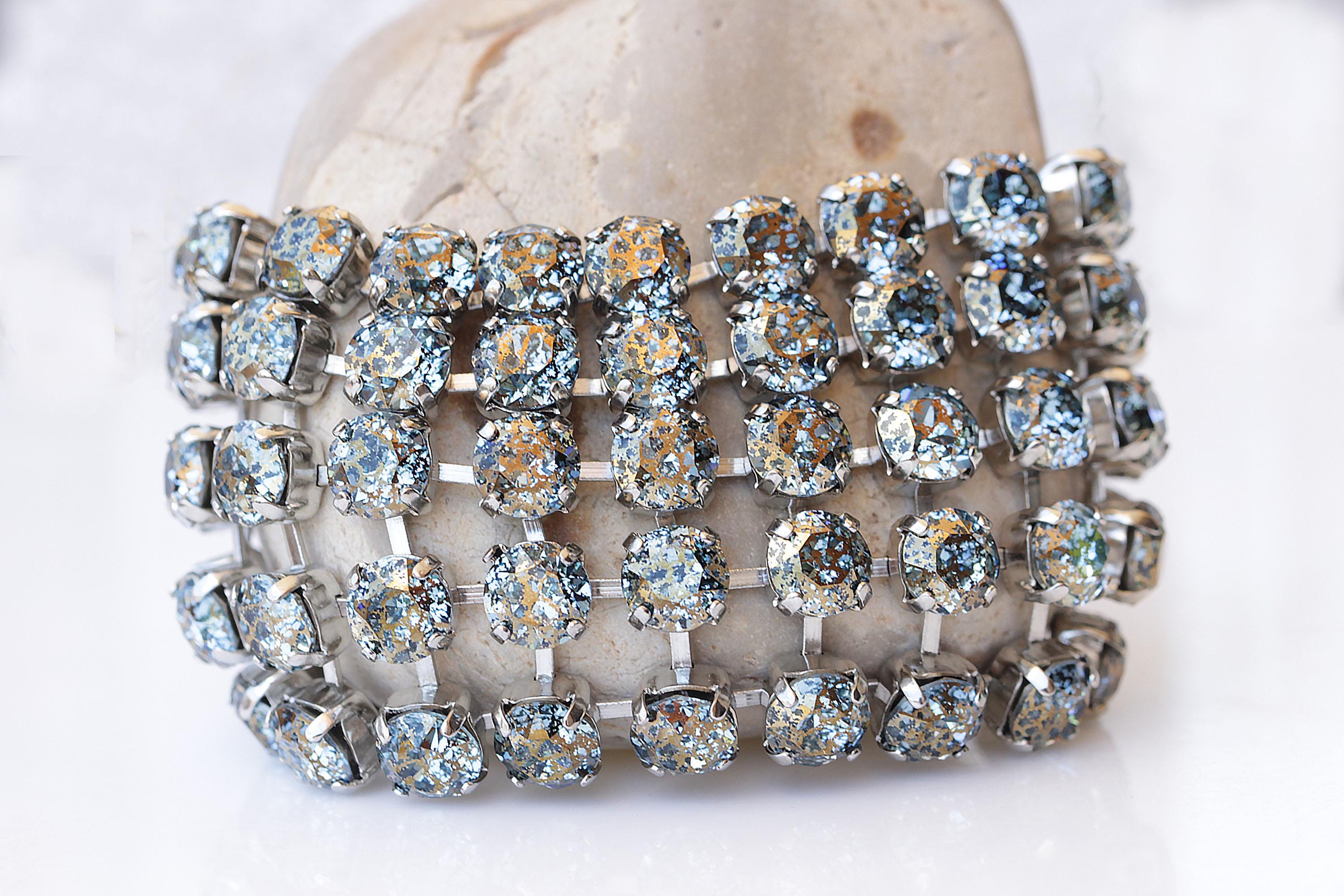 Dusty Blue bracelet,Dusty blue cuff bracelet,Blue bridal bracelet,Blue bridesmaid gift,Crystal offers bracelet,Blue bracelet,Blue shade bracele