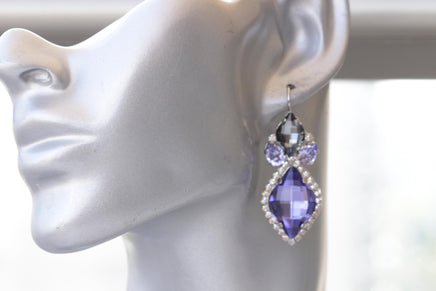 PURPLE DROP EARRINGS, Statement Long Earrings, Light Amethyst Silver Earrings,Jewelry For Mother's Bride, Purple Tanzanite Evening Earrings