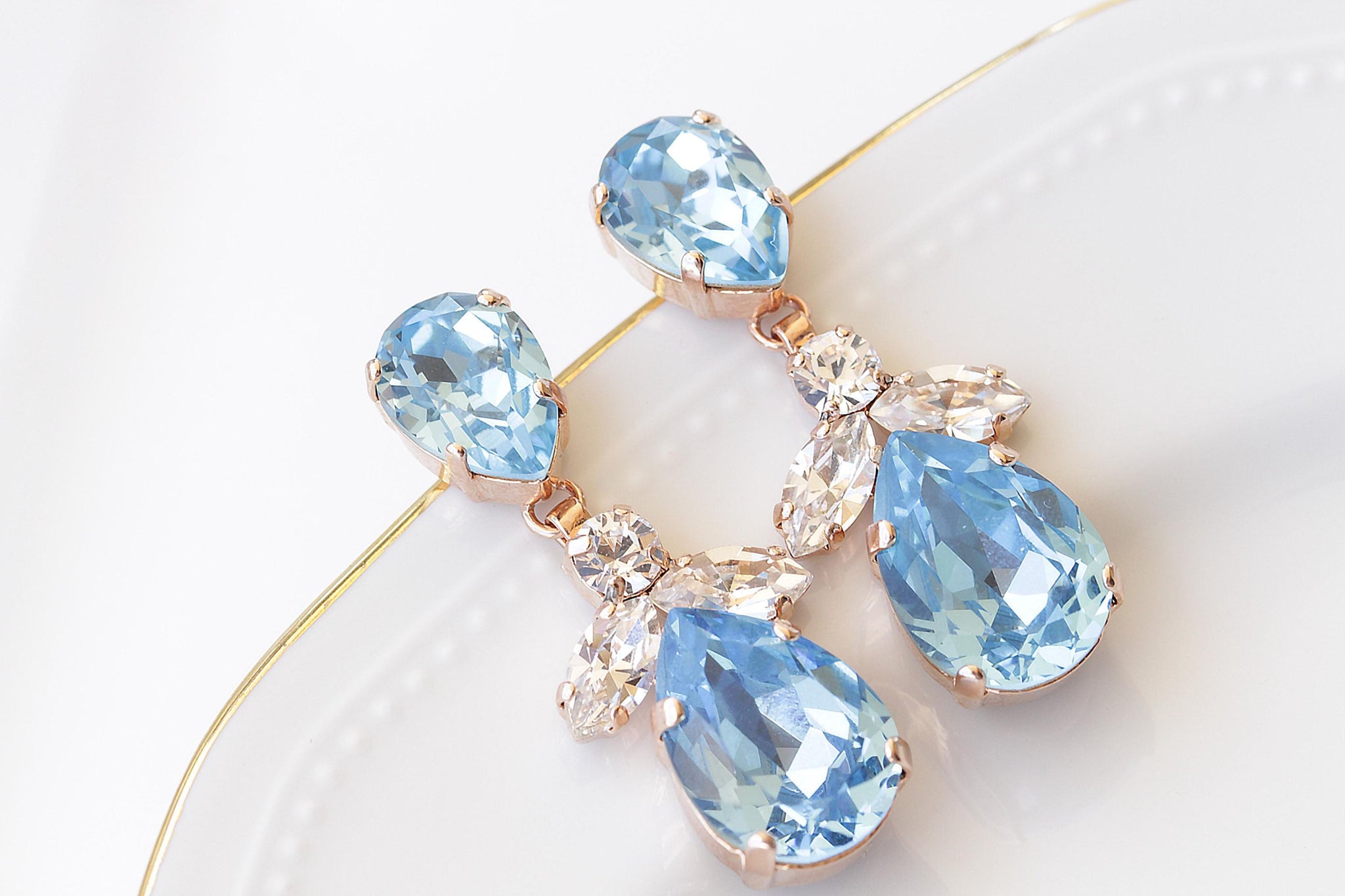 AQUAMARINE BLUE EARRINGS| Rebekajewelry