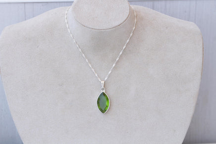 PERIDOT NECKLACE, Green Peridot Classic Pendant, anniversary gift , Sterling Silver 925 Statement Gemstone Necklace, Large Peridot Necklace