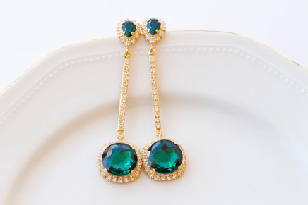 EMERALD JEWELRY SET, Emerald Green Earrings Ring Set, Long Green Earrings, Bridal Jewelry Set, Earrings Ring Set, Formal Evening Earrings