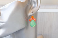 ORANGE MINT EARRINGS, Green Opal Drop Wedding Earrings, Light Mint Green Earrings, Dangle Estate Earrings For Her Gift, Teardrop Bridal Gift