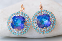 Dazzling Elegant Sapphire Crystal Earrings, Turquoise jewelry, Blue Turquoise earrings gold, Bridal blue Royal earrings, Jewelry For The Brides, Xmas Gift