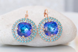 SAPPHIRE CRYSTAL earrings, Turquoise jewelry, Blue Turquoise earrings gold, Bridal blue Royal earrings, Jewelry For The Brides, Xmas Gift