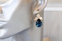 DUSTY BLUE EARRINGS,Blue Drop Wedding Earrings, Light Blue Crystal Earrings, Dangle Estate Earrings For The Brides, Teardrop Bridal Gift