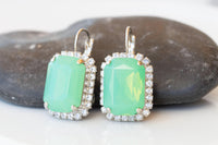 MINT EARRINGS, Mint Green Earrings, Silver Mint Opal Earrings, Art Deco Bridal Earrings, Sage Earrings Cocktail Earrings, Wedding Jewelry