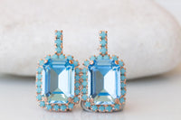 AQUAMARINE BLUE EARRINGS, Bridal Stud Earrings,Light Blue Earrings, Bridal Shower Turquoise Earrings, Bridesmaid Earrings,Turquoise And Gold