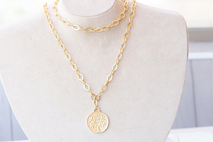 Tree-of-Life Necklace, COIN NECKLACE, Gold Coin Necklace, 2 Layers Necklace, Family Tree Charm, Star of David Tree of Life Coin Necklace