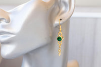 EMERALD EARRINGS, Green earrings, Dark Green gold earrings, Green Dangle earrings, Women's earrings, Leaves crystal earrings, Gift For Her