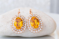 CITRINE BRIDAL EARRINGS, Orange Crystal Jewelry, Boho Drop Earrings, Bridesmaid Earrings Gift, Vintage Earrings, Light Honey Orange Earring