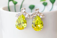 GREEN NEON EARRINGS, Green Yellow Large Stud Earrings, Christmas Gift For Her, Light Green Earrings, Vintage Style Earrings For Woman