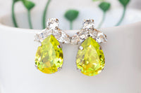 GREEN NEON EARRINGS, Green Yellow Large Stud Earrings, Christmas Gift For Her, Light Green Earrings, Vintage Style Earrings For Woman