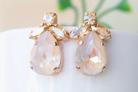 IVORY CHAMPAGNE EARRINGS, Ivory Nude Evening Large Stud Earrings, Wedding Beige Earrings, Light Gold Earrings For Bridal, Bridesmaid Gift