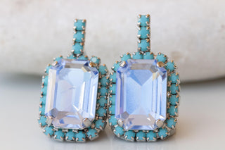 DUSTY BLUE EARRINGS, Bridal Stud Earrings,Light Blue Earrings,Bridal Party Turquoise Earrings Gift, Bridesmaid Earrings,Turquoise And Silver