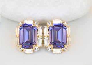PURPLE STUD EARRINGS, Art Deco Earrings, Prom Earrings, Purple Tanzanite Earrings, Bridal Earrings, Light Purple Earrings, Elegant Earrings