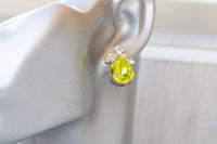 GREEN NEON EARRINGS, Green Yellow Large Stud Earrings, Christmas Gift For Her, Light Green Earrings, Vintage Style Earrings For Woman