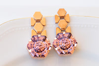 ANTIQUE PINK EARRINGS, Blush Pink Earrings, Rose Gold Long Earrings, Vintage Earrings, Evening Jewelry For Her, Unique Drop Earrings Gift