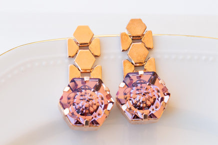 ANTIQUE PINK EARRINGS, Blush Pink Earrings, Rose Gold Long Earrings, Vintage Earrings, Evening Jewelry For Her, Unique Drop Earrings Gift