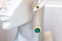 EMERALD EARRINGS, Bridesmaid Gift, Leverback Earrings, Crystal Woman Earrings, Green Gold Bridal Earrings, Vintage Unique Earrings
