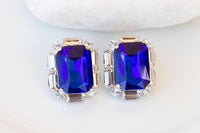 Royal Blue Earrings, Blue Bridal Earrings,Sapphire Blue Crystal Stud Earrings, Dark Blue Earrings, Bridesmaids Earrings, Capri Blue Earrings