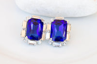 Royal Blue Earrings, Blue Bridal Earrings,Sapphire Blue Crystal Stud Earrings, Dark Blue Earrings, Bridesmaids Earrings, Capri Blue Earrings