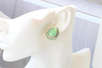 Mint And Turquoise Earrings, Gift For Wedding, Bridal Light Green Opal , Young Women Jewelry