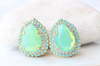 Mint And Turquoise Earrings, Gift For Wedding, Bridal Light Green Opal , Young Women Jewelry
