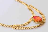 Orange Necklace: Astral Pink And Gold, Double Layers Choker, Statement Evening Jewelry