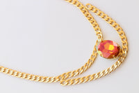 Orange Necklace: Astral Pink And Gold, Double Layers Choker, Statement Evening Jewelry