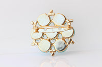 Turquoise Crystals Brooch: Large Statement Flower Brooches, Evening Blue Dress accessories