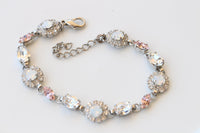 Morganite Crystal And White Opal Bracelet: Vintage Rose Dainty Bridal Bangle