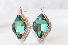 Emerald Crystal Earrings: Green Bridal Earrings