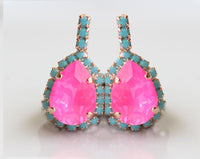 Neon Pink & Turquoise Bridesmaid Stud Earrings – Bride’s Unique Gift
