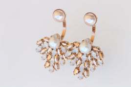 Rose Gold Pearl Ear Jacket: Bridal Unique Ivory Earrings